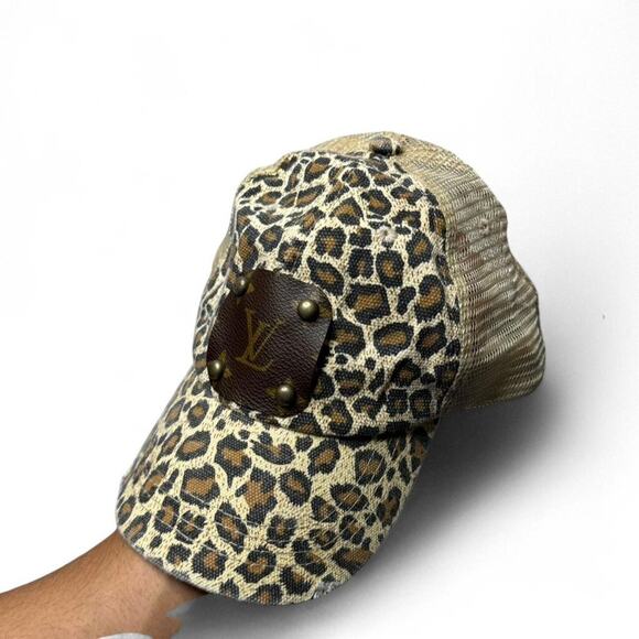 Louis Vuitton Leopard Print Baseball Reworked Cap From Vintage Boho Shop - Picture 2 of 6